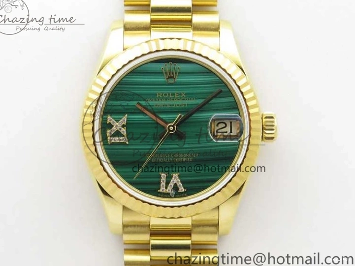 Best 31mm Malachite Bracelet EWF on Dial YG Daydate YG Edition 278288 Green ETA2688 President 0416